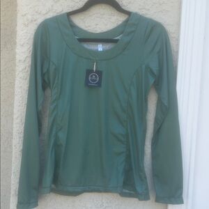 The Bubble Lexi Green Ruffle Back L/S Pickleball Tennis Top Women's Size S NWT